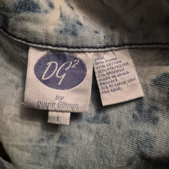 Retro Y2K Embroidered Sun Bleached Denim Jacket Diane Gilman 90s Tropical - Picture 7 of 7